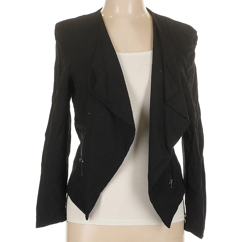 Women's Black Flawless Short Lined Women's Blazer Zipper Pockets Shawl Collar S